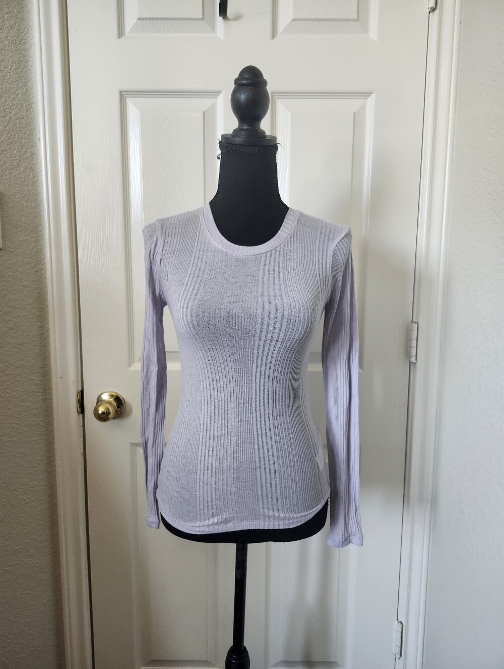 Madewell Light Lavender Ribbed Long-Sleeve Women's Top Tee XS